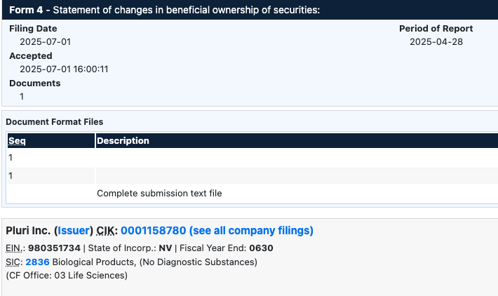 PLUR insider trading alert screenshot